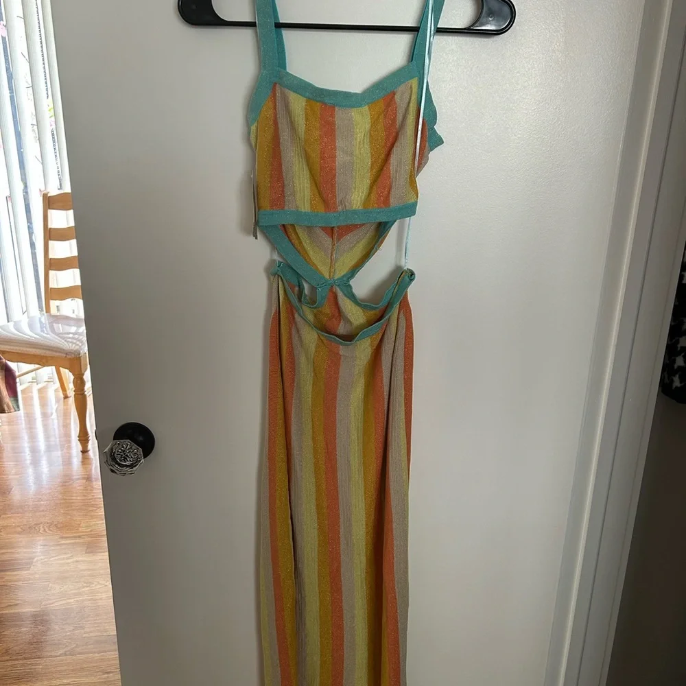 Altar'd State Multicolor Striped Knit Cut-Out Sleeveless Maxi Dress Size S - Picture 3 of 3